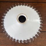Vintage-Lot de 2 abats jours en opaline-effet plissé-blanc et transparent