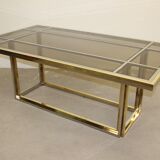 Dining table in chrome-plated steel and brass by Romeo Rega circa 1970