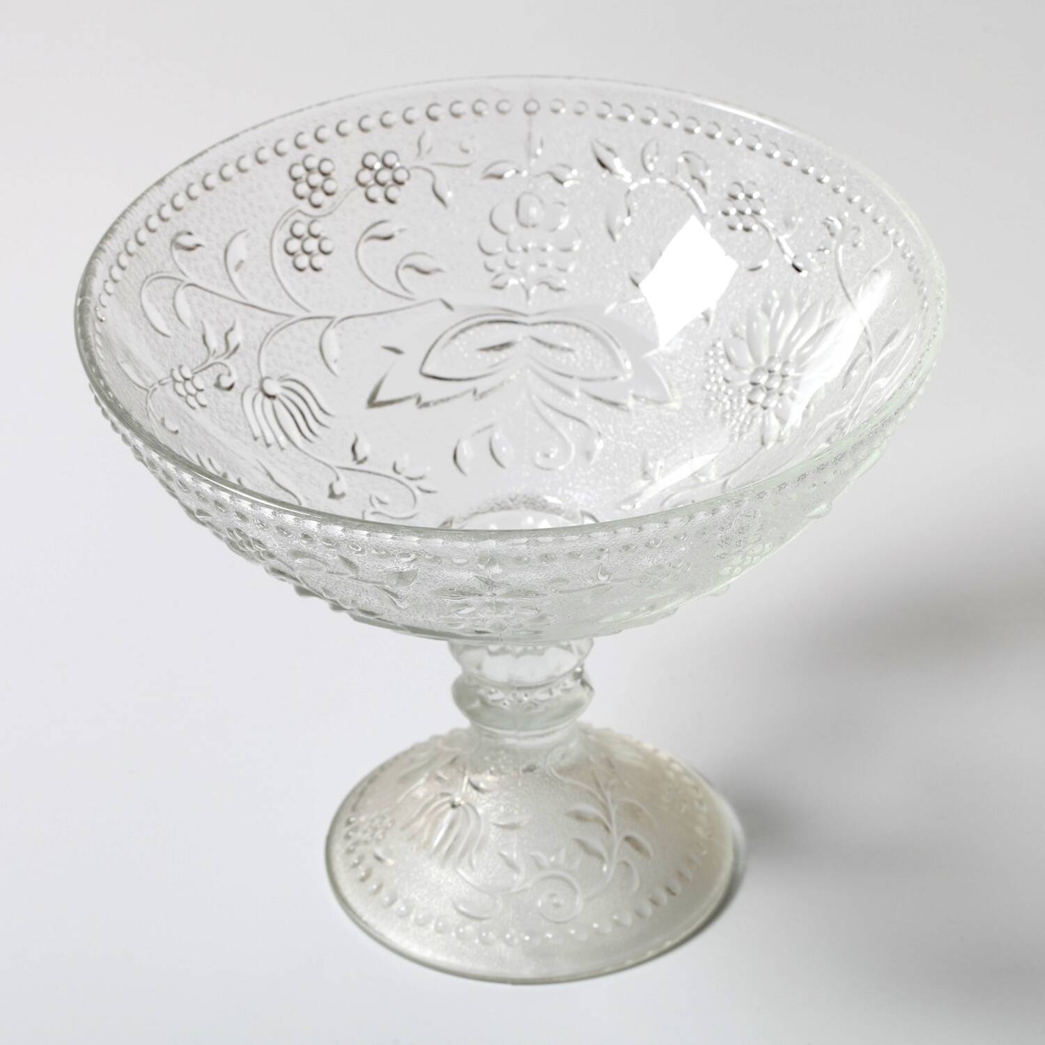 Pressed Glass Pedestal Bowl: Cibulak Pavel Panek Design / 1974