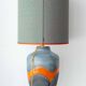 XXL Mid-Century Modern grey and orange ceramic table lamp Carstens Tönnieshof