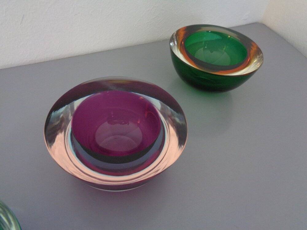 Sommerso Murano Glass Bowls by Flavio Poli, 1960s, Set of 4