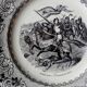 Serie de 6 assiettes a dessert parlante , serie jeanne d'arc , faiencerie de creil montereau