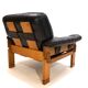Fauteuil brutaliste cuir et chêne, 1960