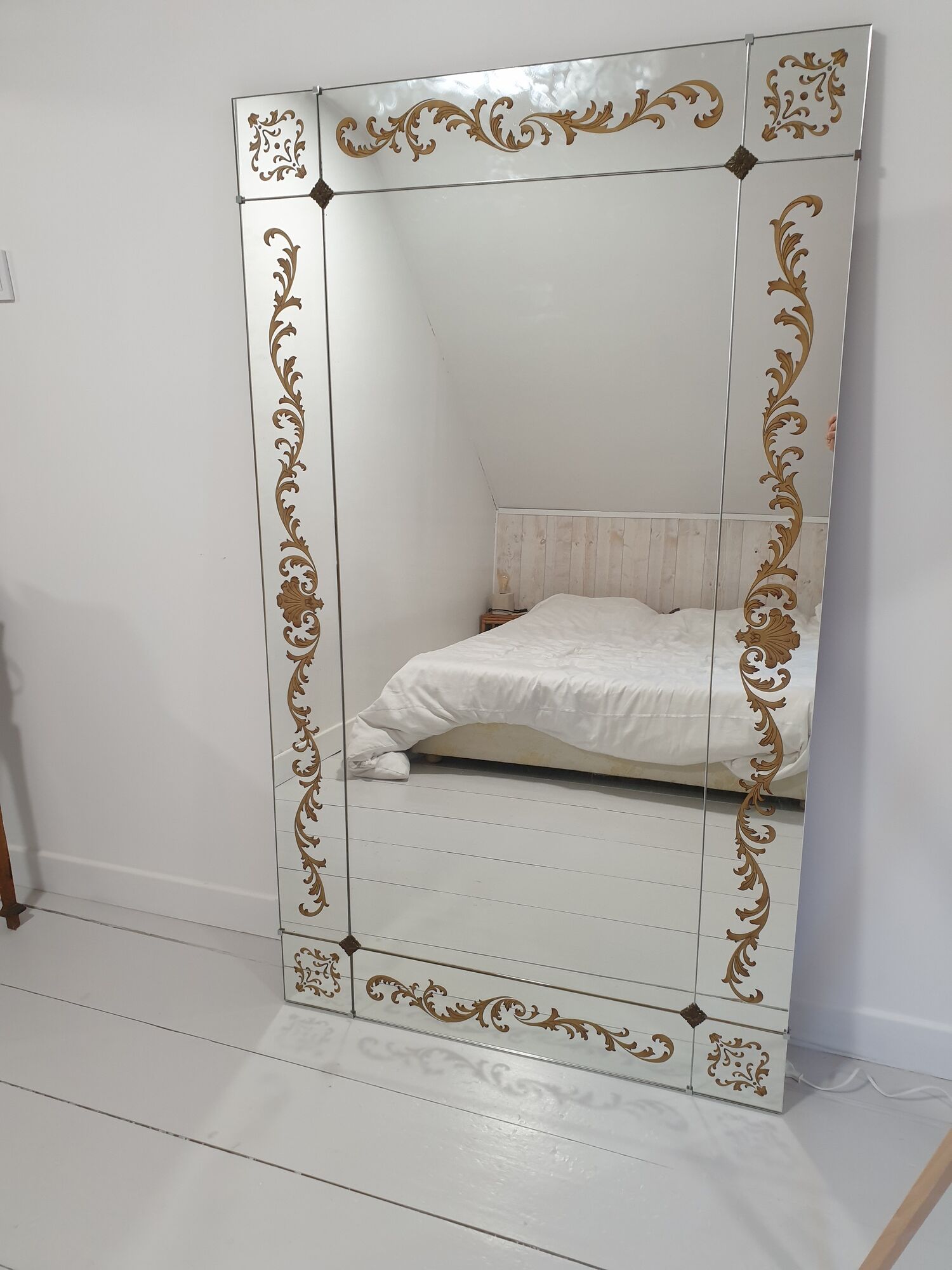 Large brasserie bistro mirror in eglomised glass