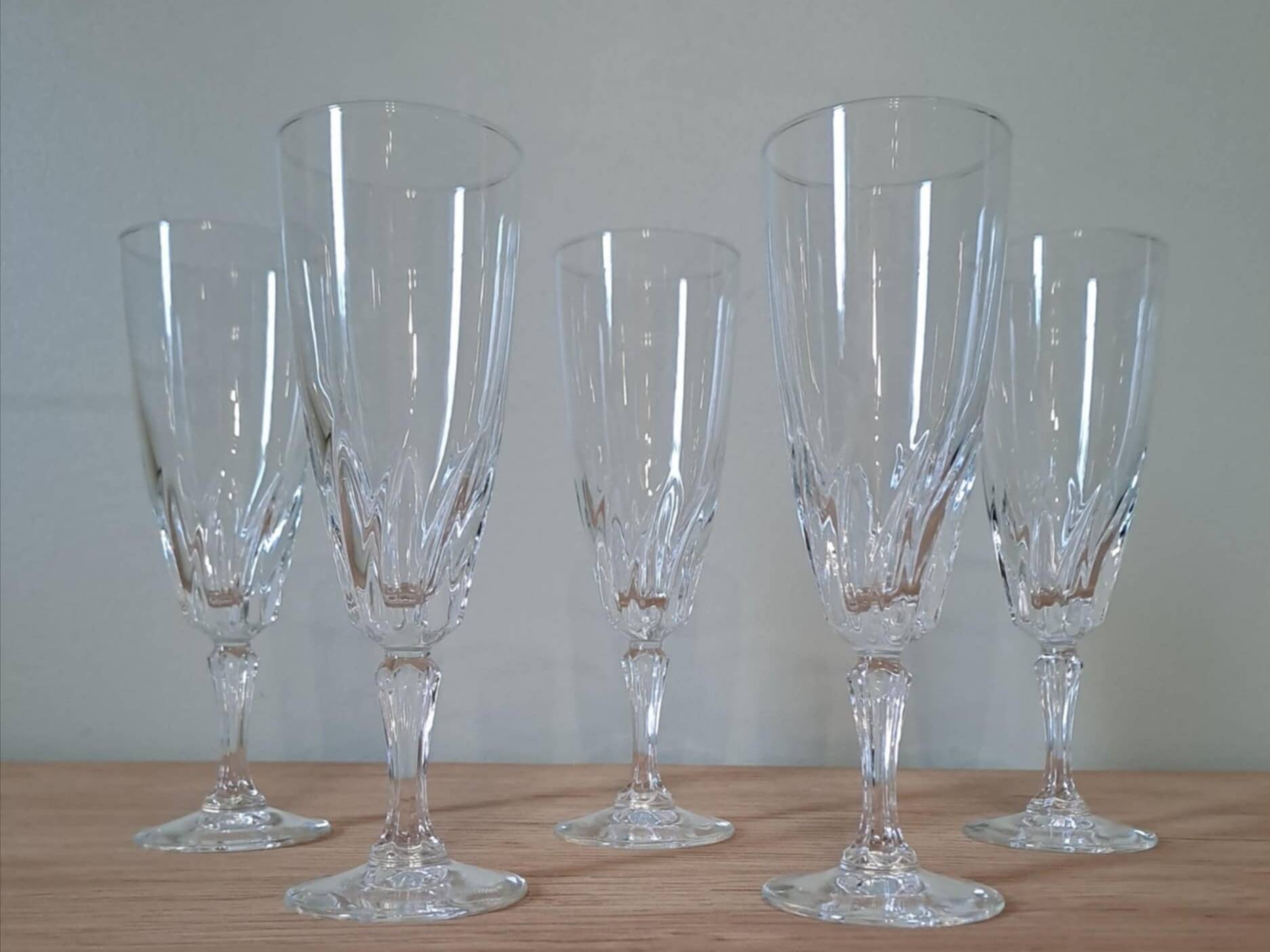 5 crystal stemmed glasses