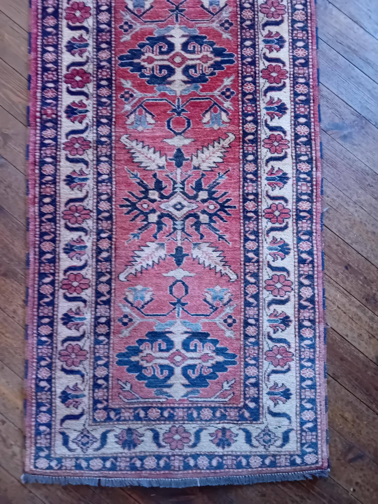 Handmade Pakistani Kazak Runner Rug 335x88cm