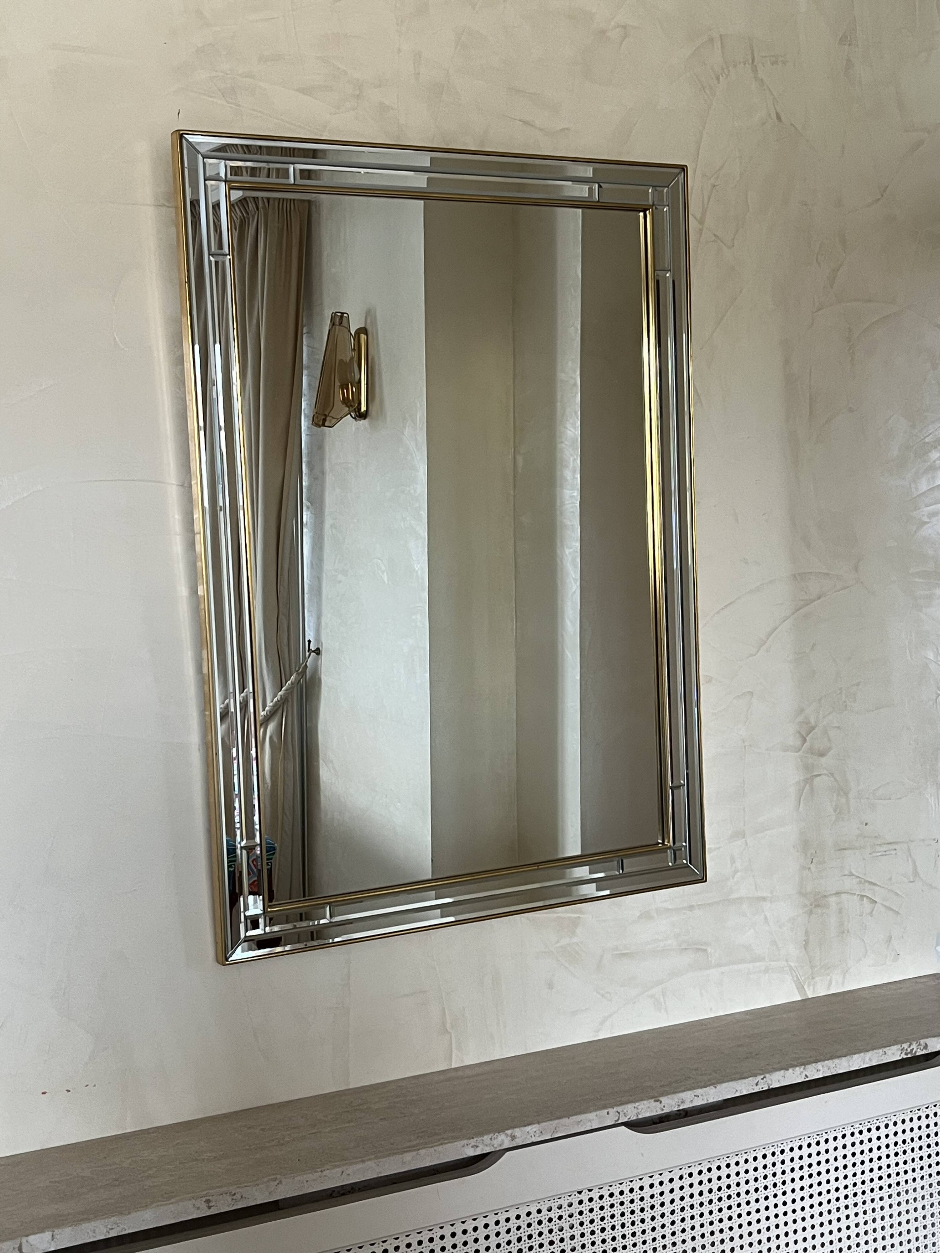Miroir mural biseauté filet or