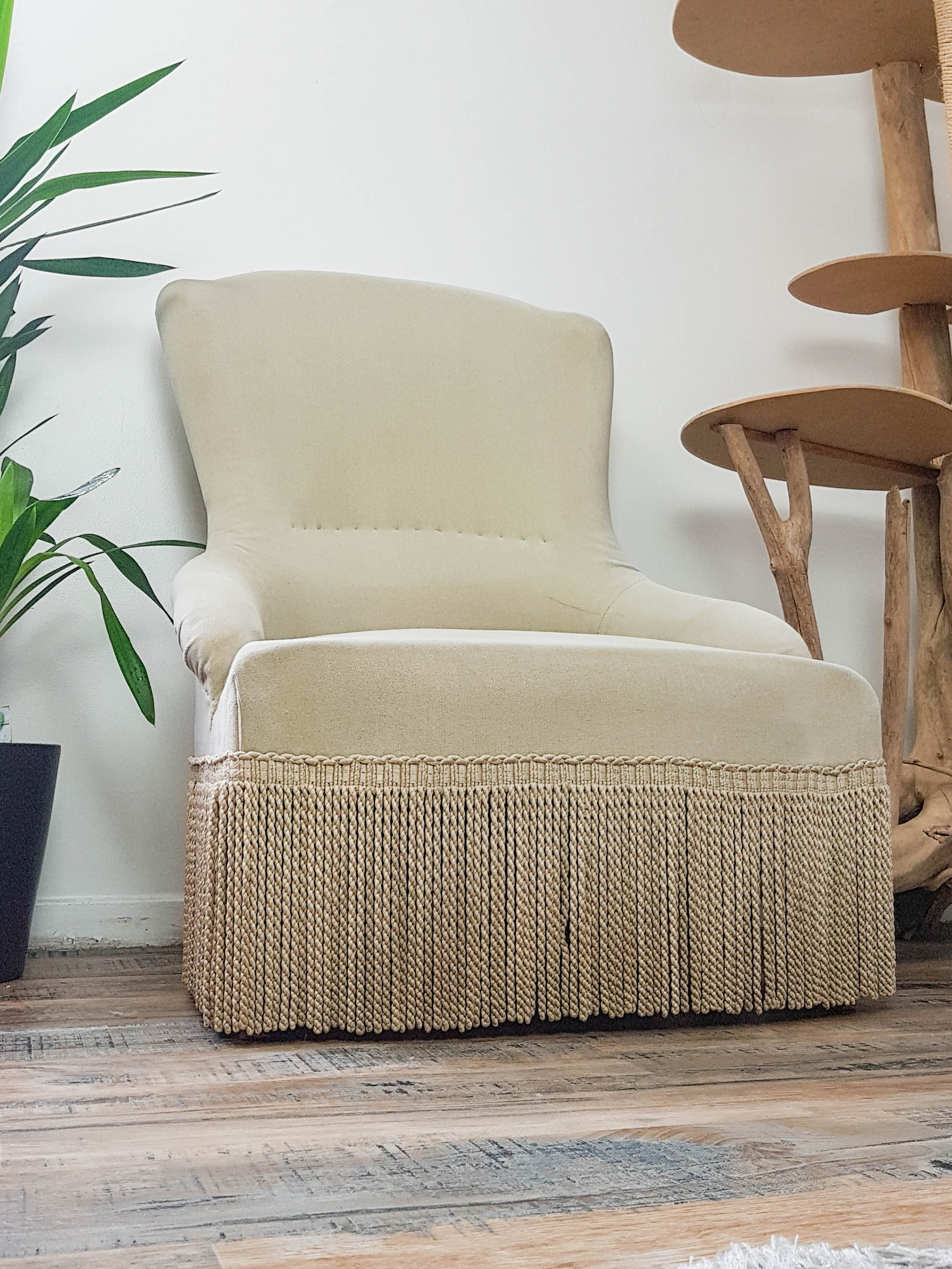 Vintage grey green almond green velvet toad chair