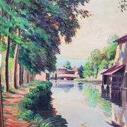 Oil on landscape panel Étampes May 1929 CLAUDE MIRBEL