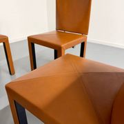 4 camel leather chairs, postmodern design by Paolo Piva for B&B Italia Arcadia.