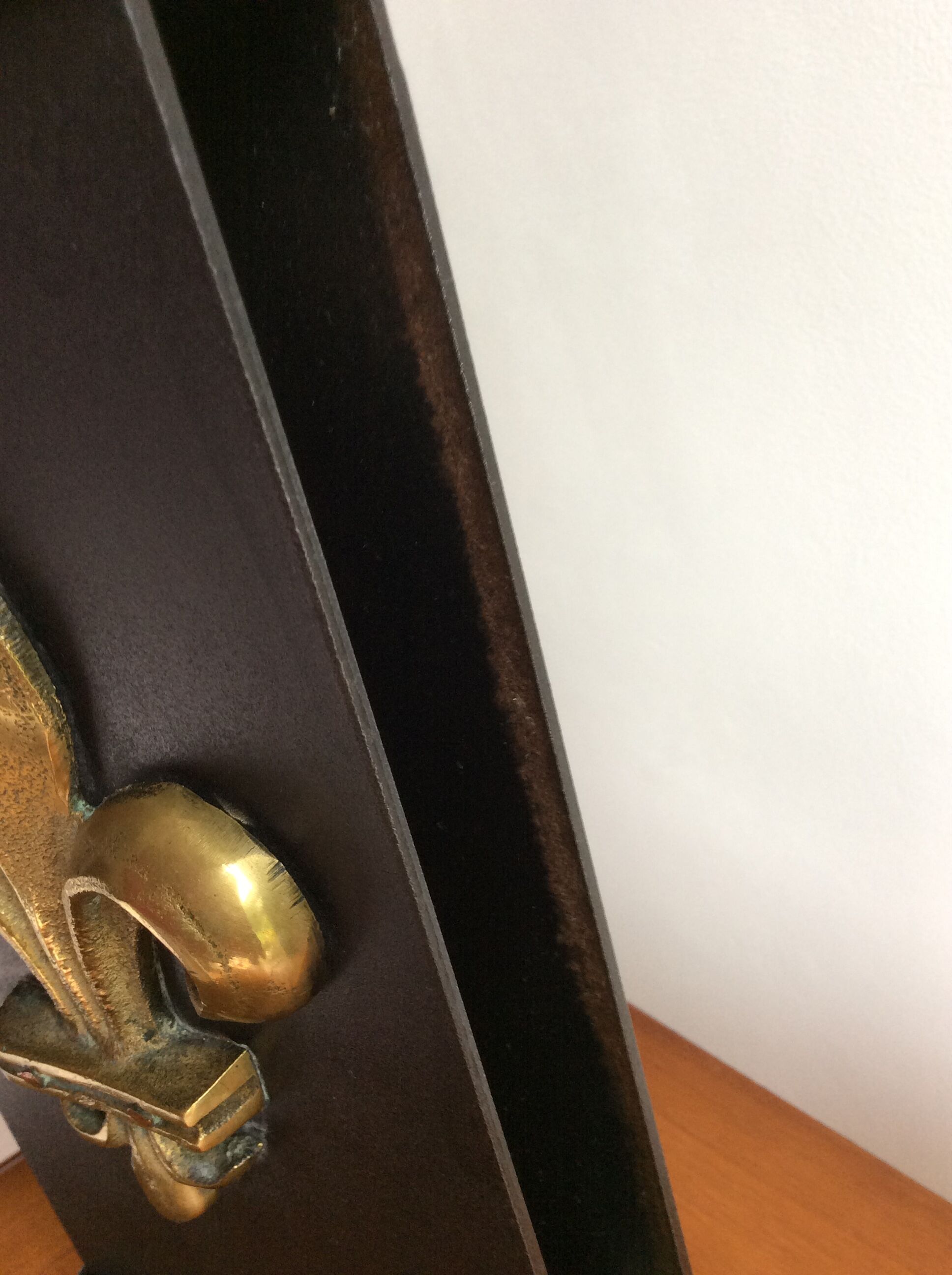Matchbox holder (xxl) for steel and brass fireplace (fleur de lys) - vintage