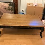 Table basse bois noir et chêne – 4 tiroirs de rangement