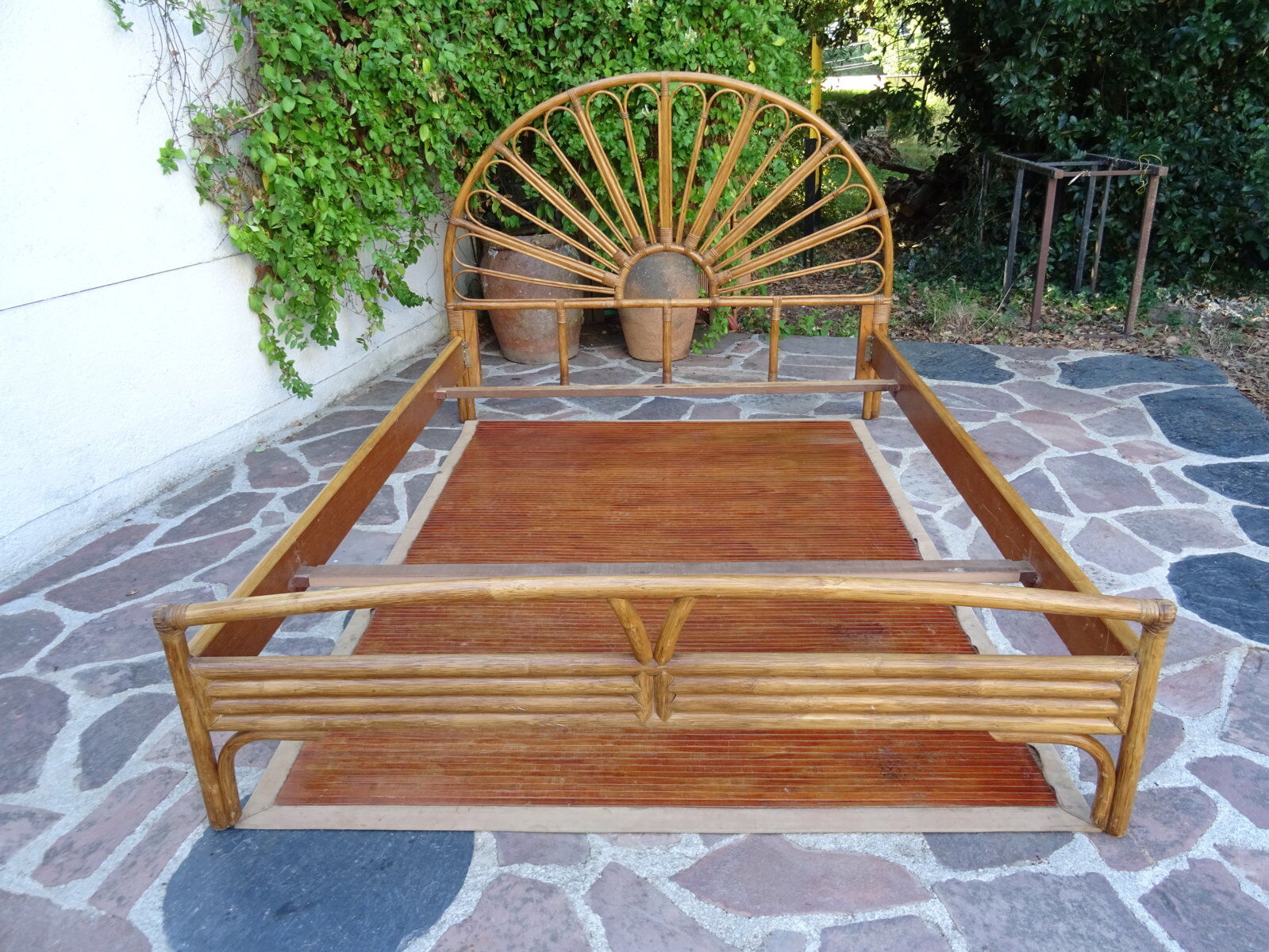 Double rattan bed 60s