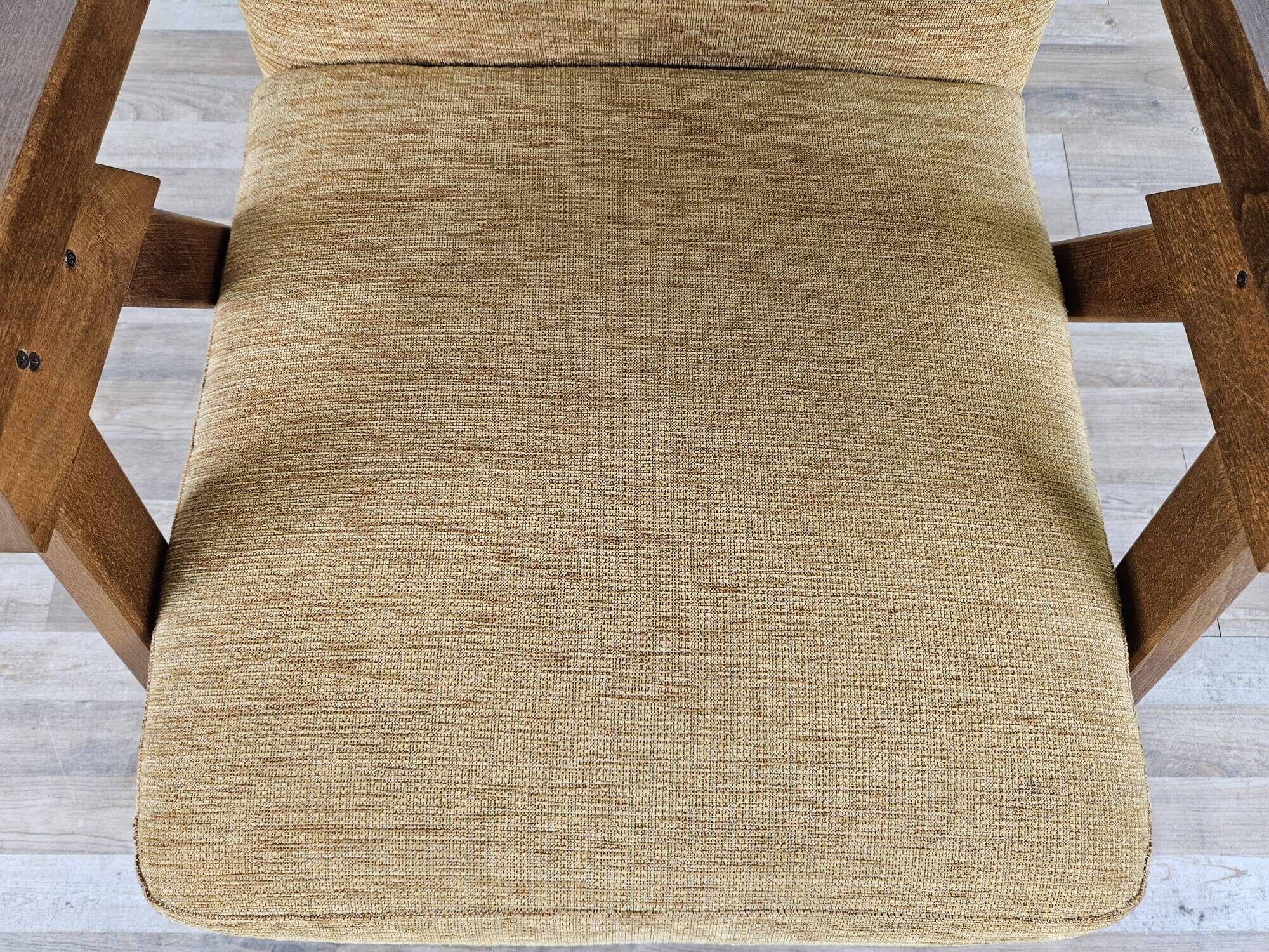 Fauteuil inclinable en bois et tissu des années 70