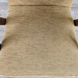 Fauteuil inclinable en bois et tissu des années 70