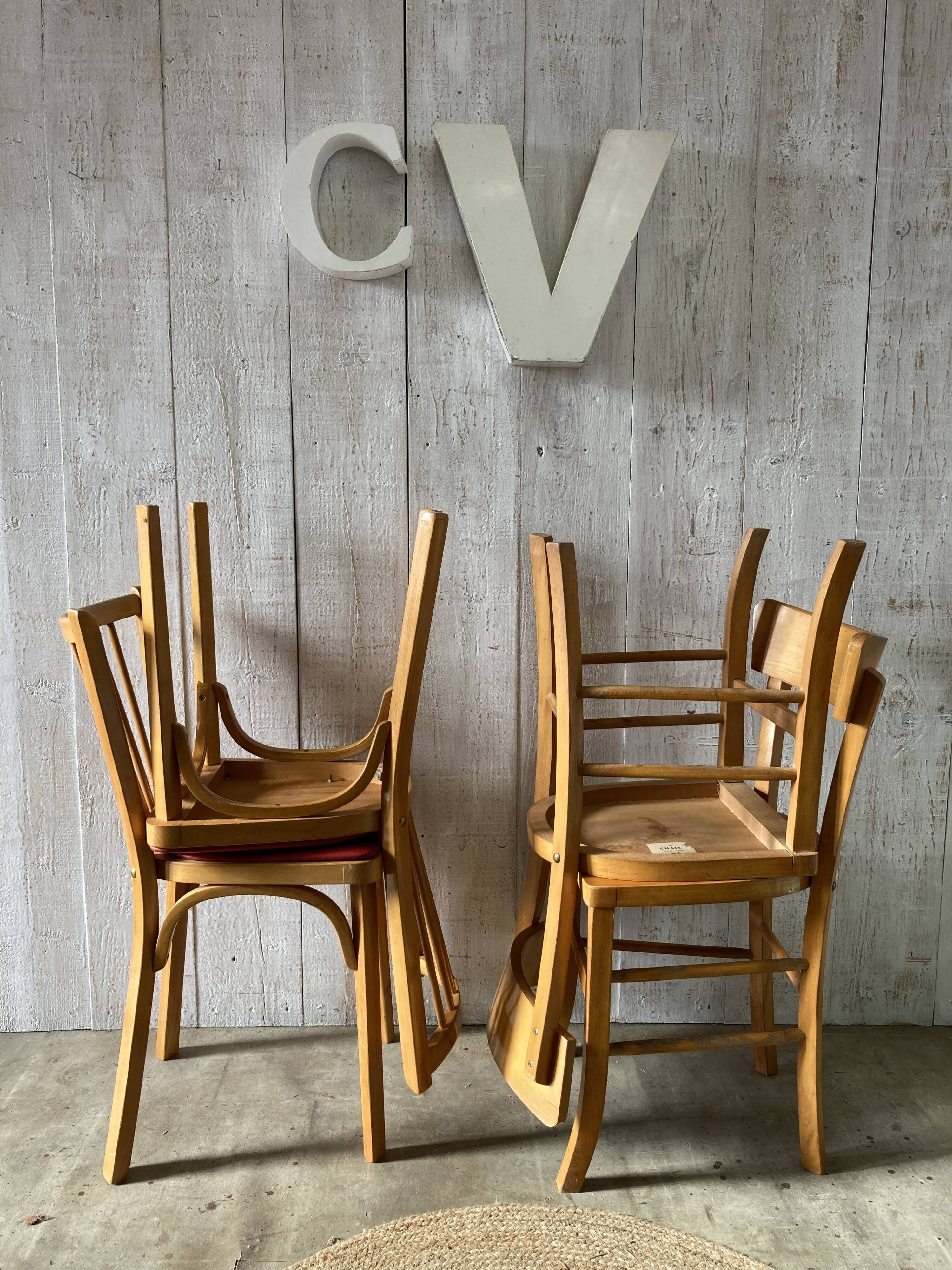 Set of 4 mismatched bistro chairs