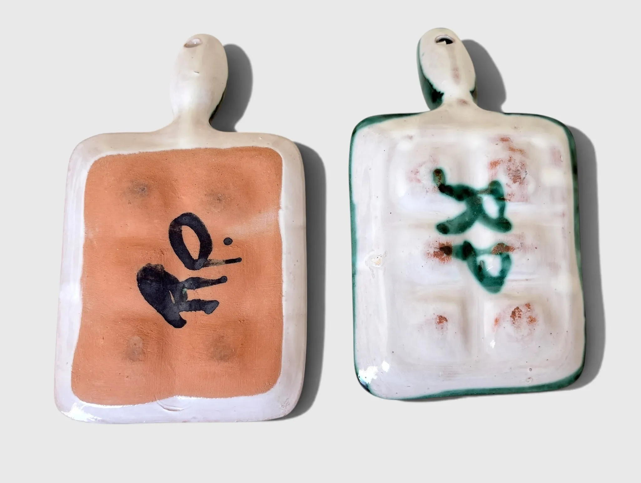 Pair of Robert Picault Ceramic Handled Trays, Vallauris, France, circa 1950