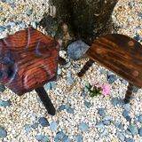 2 vintage tripod stools 1960