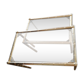 2 tables gigognes laiton style bambou verre fumé 1960 1970