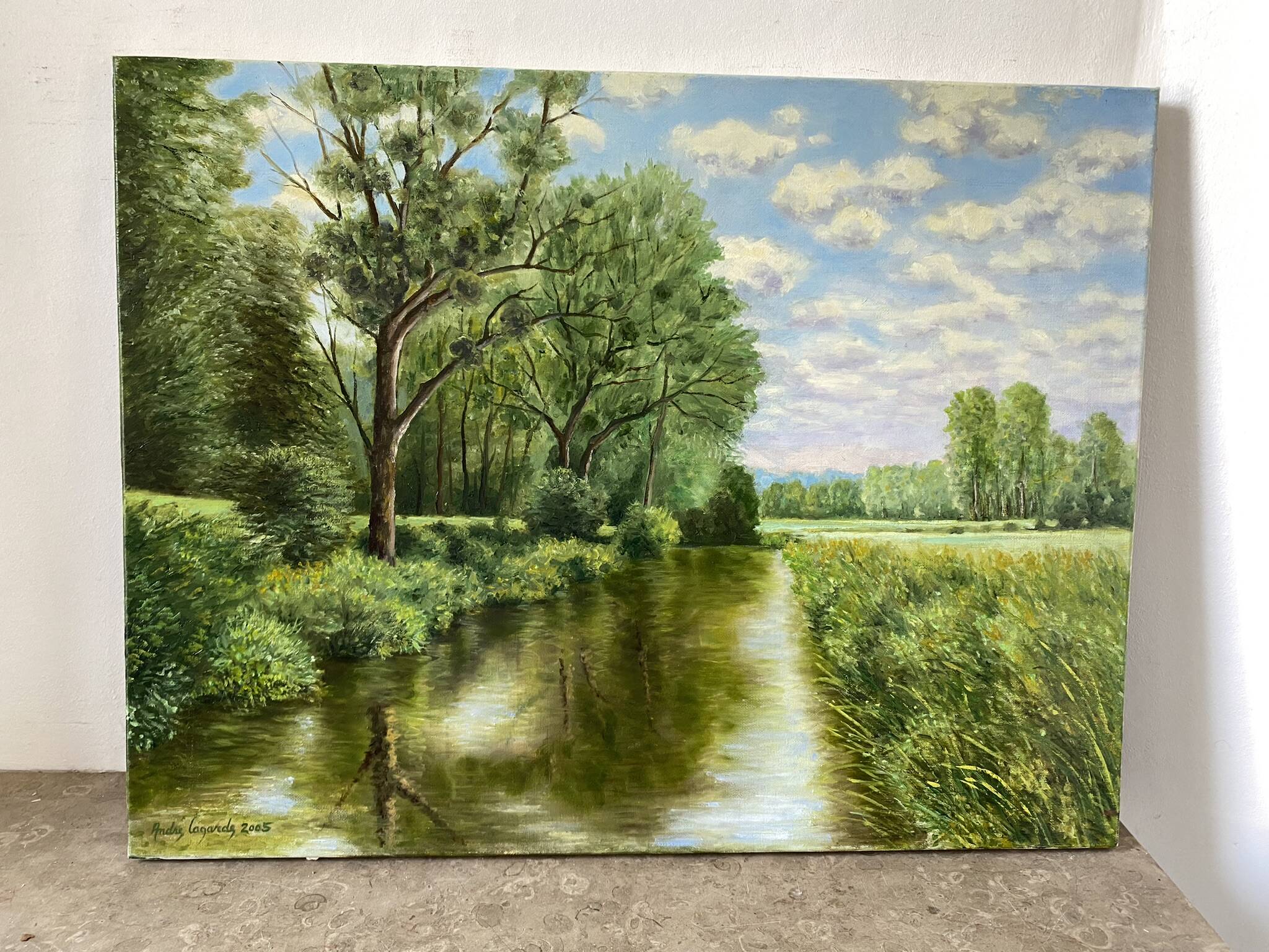 Green landscape signed in 2005