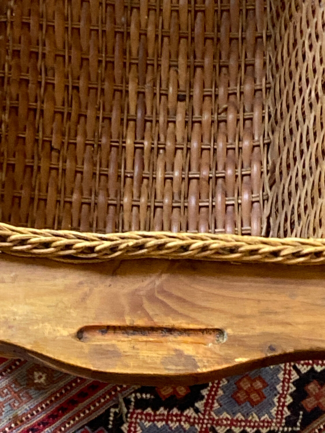 Wicker and wood basket