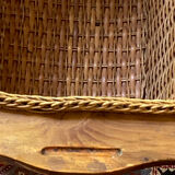 Wicker and wood basket