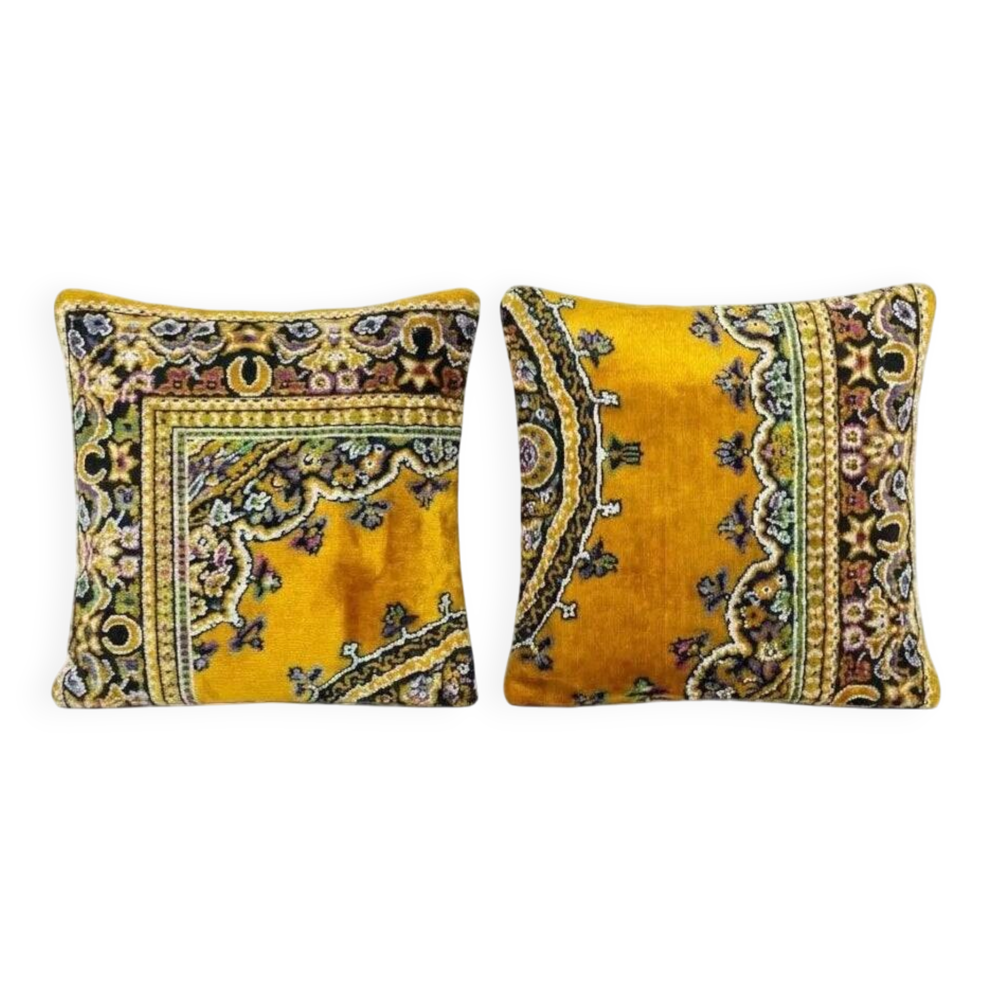 Set of 2 vintage velvet cushion covers 48x48 cm