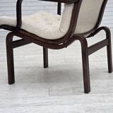 1970s, Scandinavian armchair, furniture wool, dark beech wood.