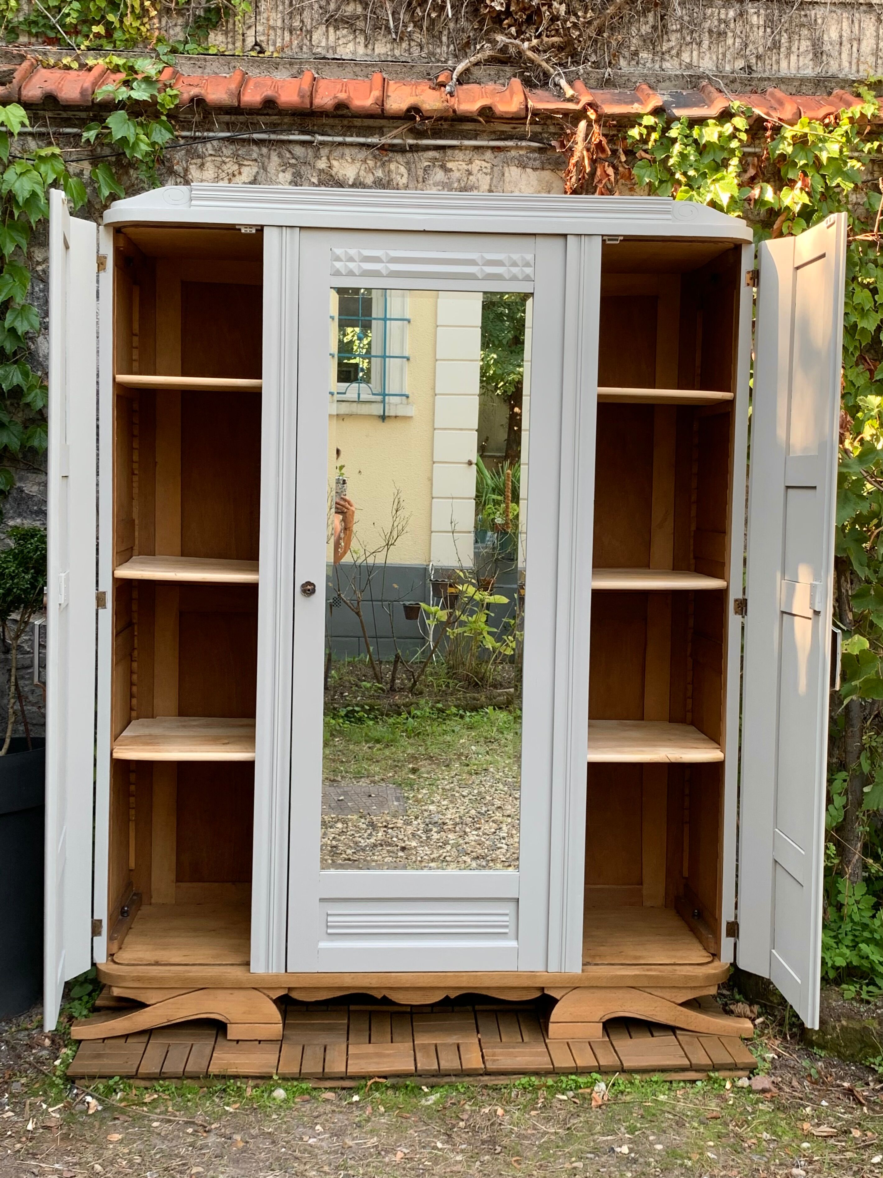 Parisian art deco wardrobe solid oak 1930