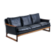 Scandinavian 3-seater sofa in leather and rosewood from the 60s
