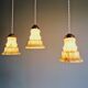 Set of 3 Art Deco marbled opaline pendant lights, 1920s-30s