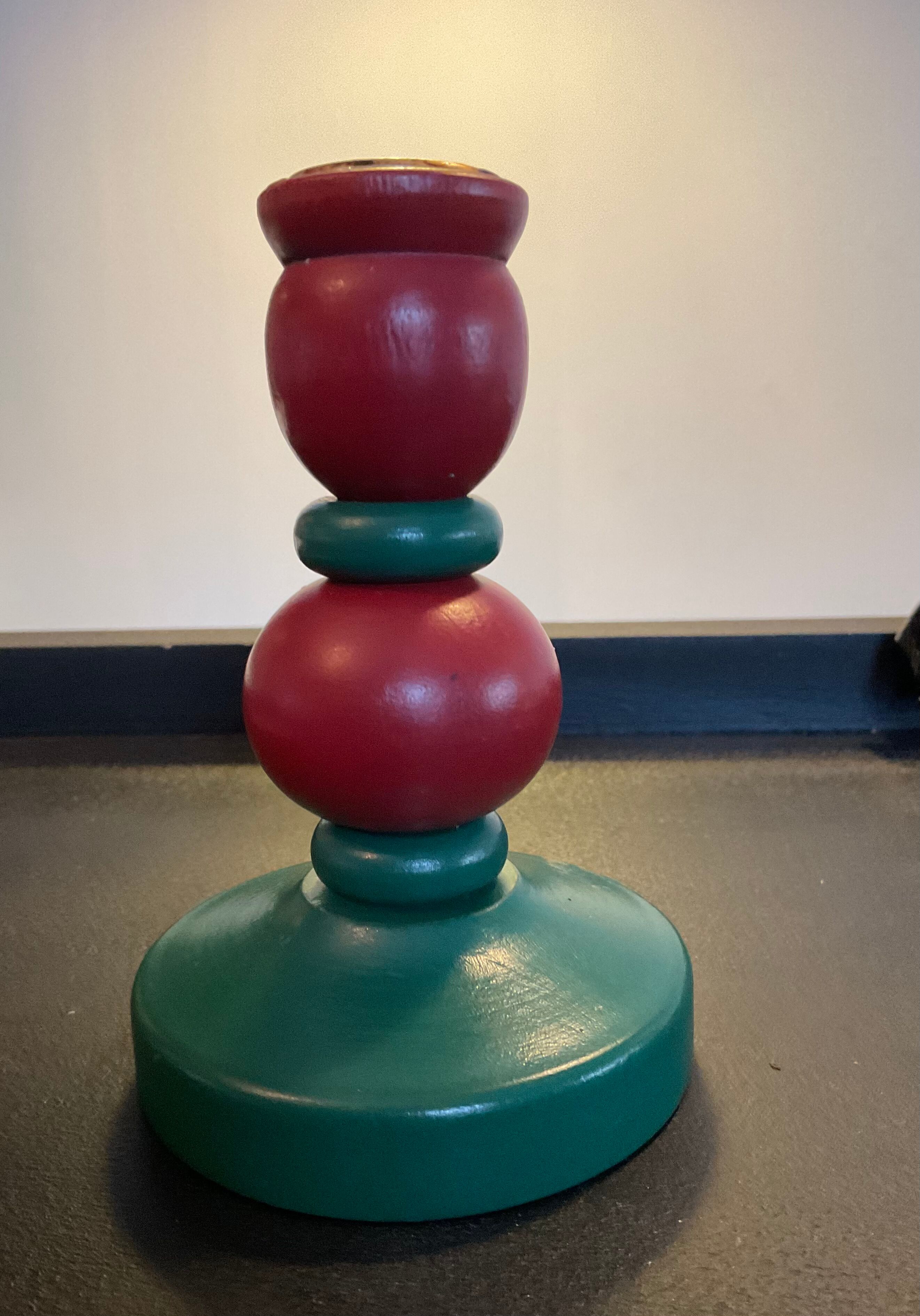 Duo of vintage Swedish wooden candle holders