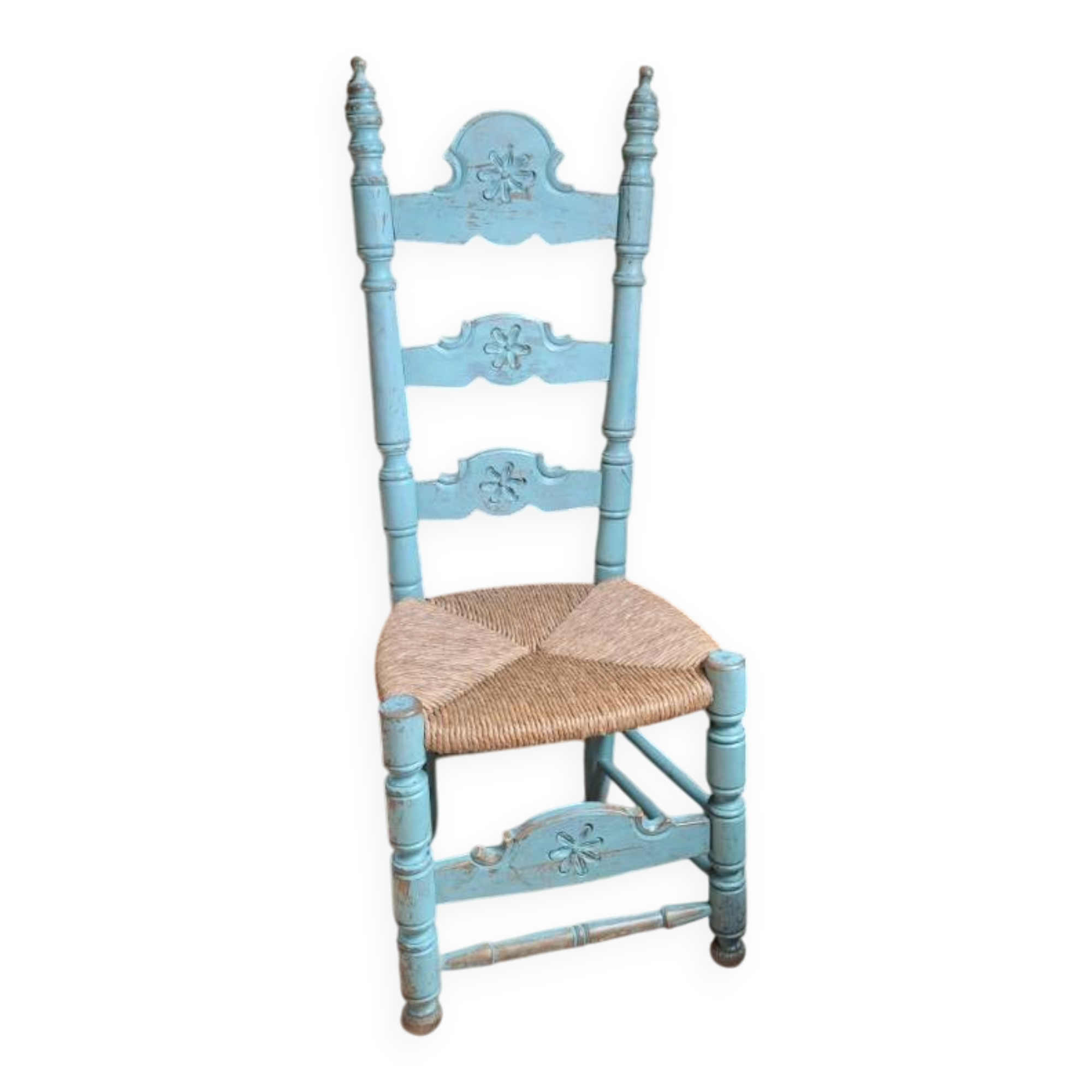 vintage turquoise wooden chairs