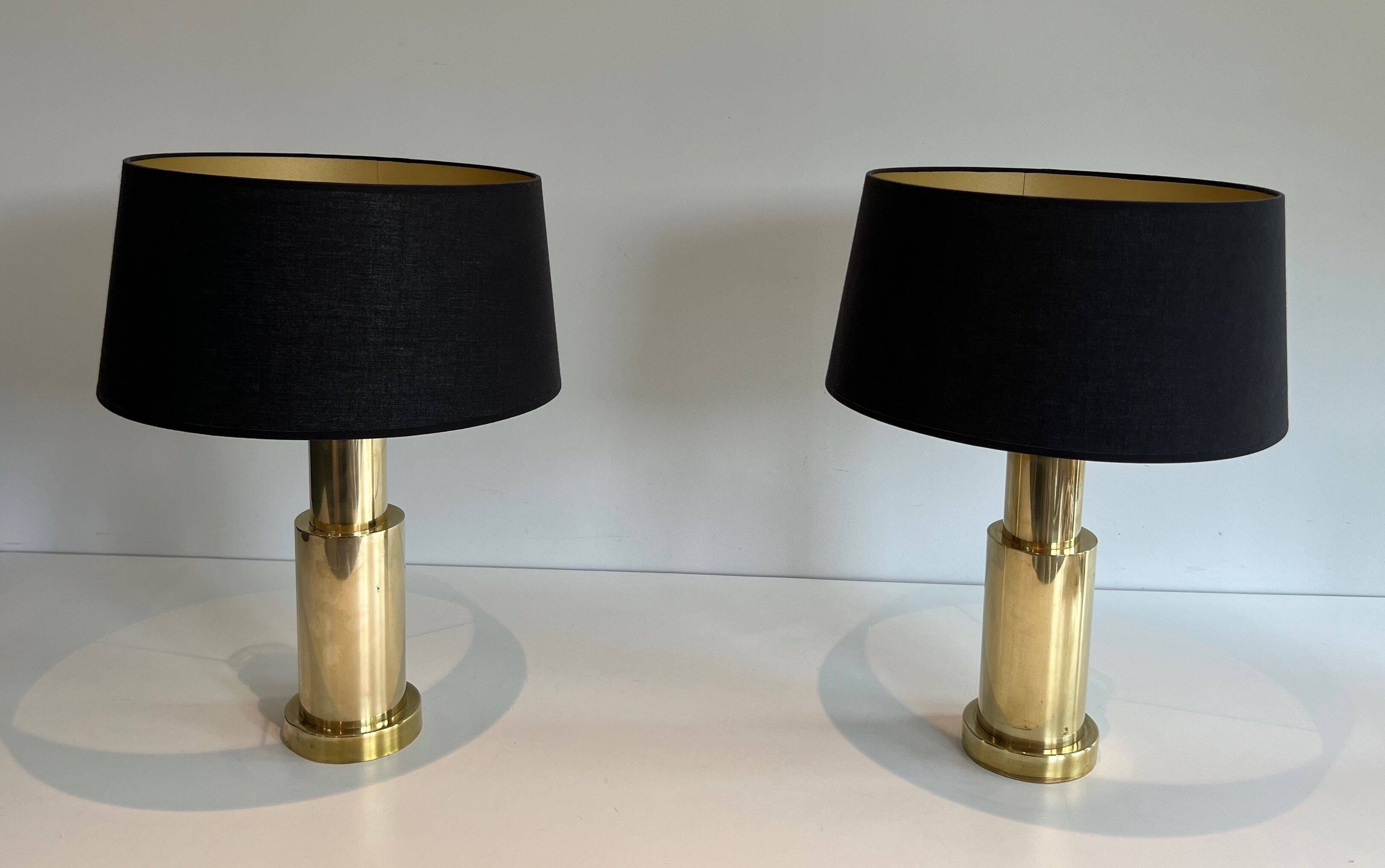Paire de lampes modernistes en laiton