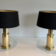 Pair of modernist brass lamps