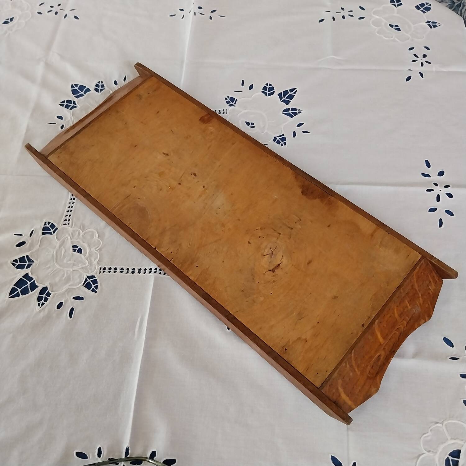 Antique rectangular tray in art deco marquetry wood