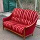 Louis XV 2-seater canapé B. Marly France 1950 solid wood burgundy velvet