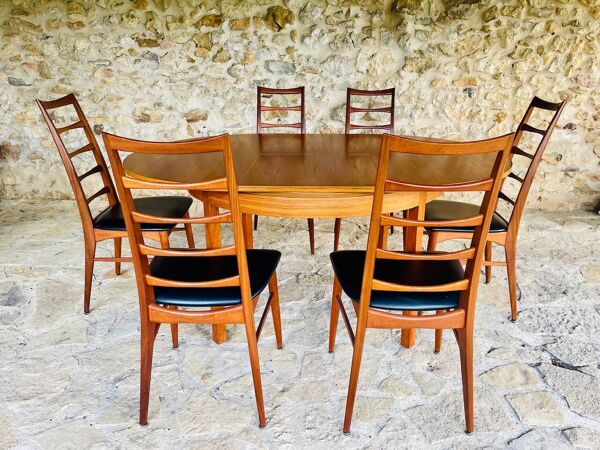 Table a manger extensible en teck, allonge papillon par Van Pelt circa 1960