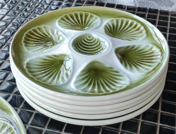 Ancien service à huîtres barbotine Moulin des Loups