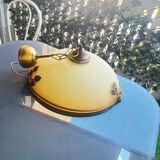 Vintage suspension in opaline glass and gilded brass – retro chic elegance.