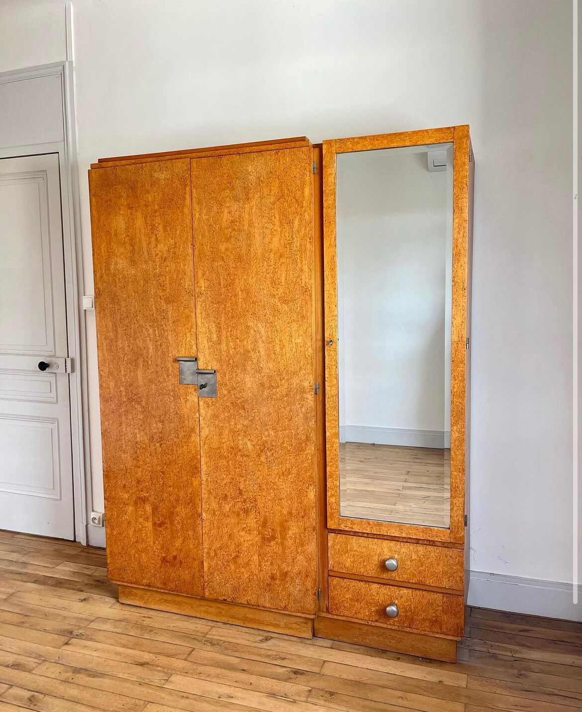 Art deco veneer cabinet