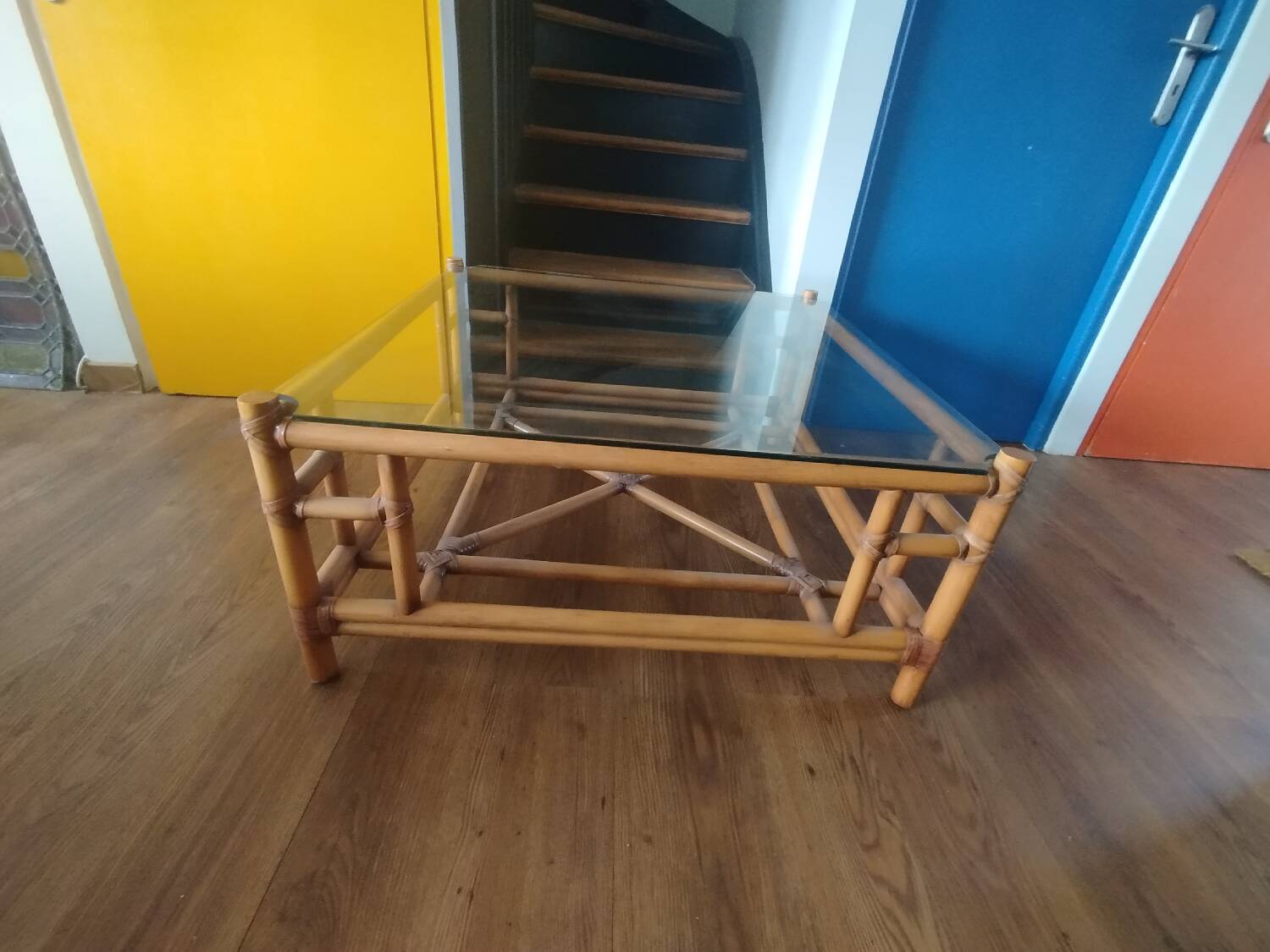 Gasparucci Italo design rattan coffee table, 1970s