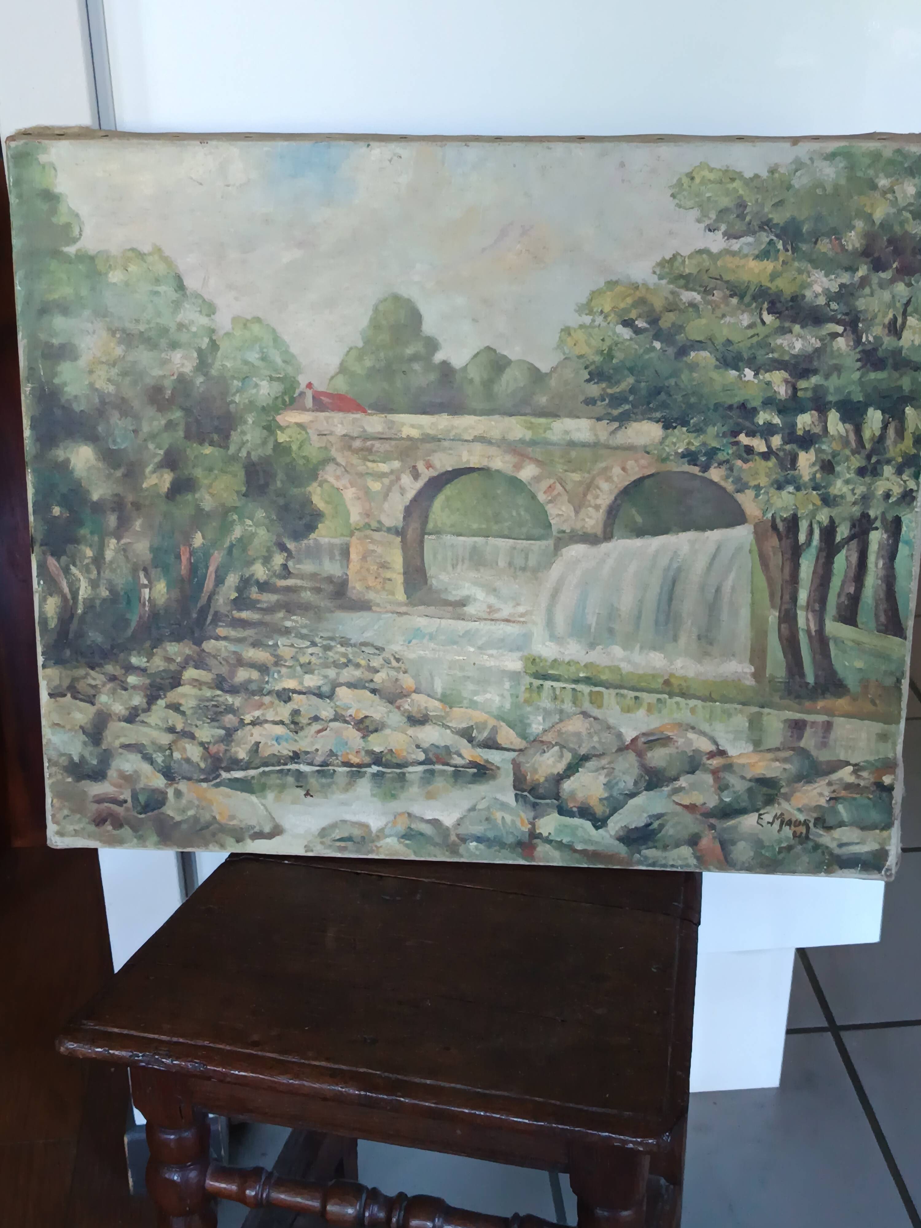 Oil on canvas, signed Francis Maurel, Provençal painter, 1941