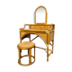 Dressing table / Mirror stool rattan bamboo Vintage 1970