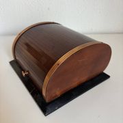 Vintage 1960 cigarette holder ashtray dispenser wood metal - 19 x 15 cm