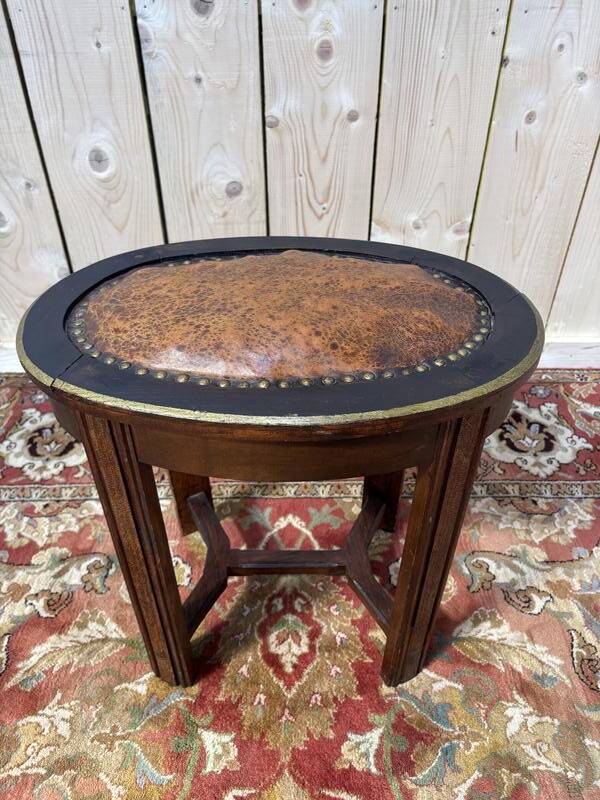 Tabouret de piano assise cuir art déco