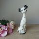 Romantic ceramic Dalmatian dog statuette, vintage decorative dog from the 1970s
