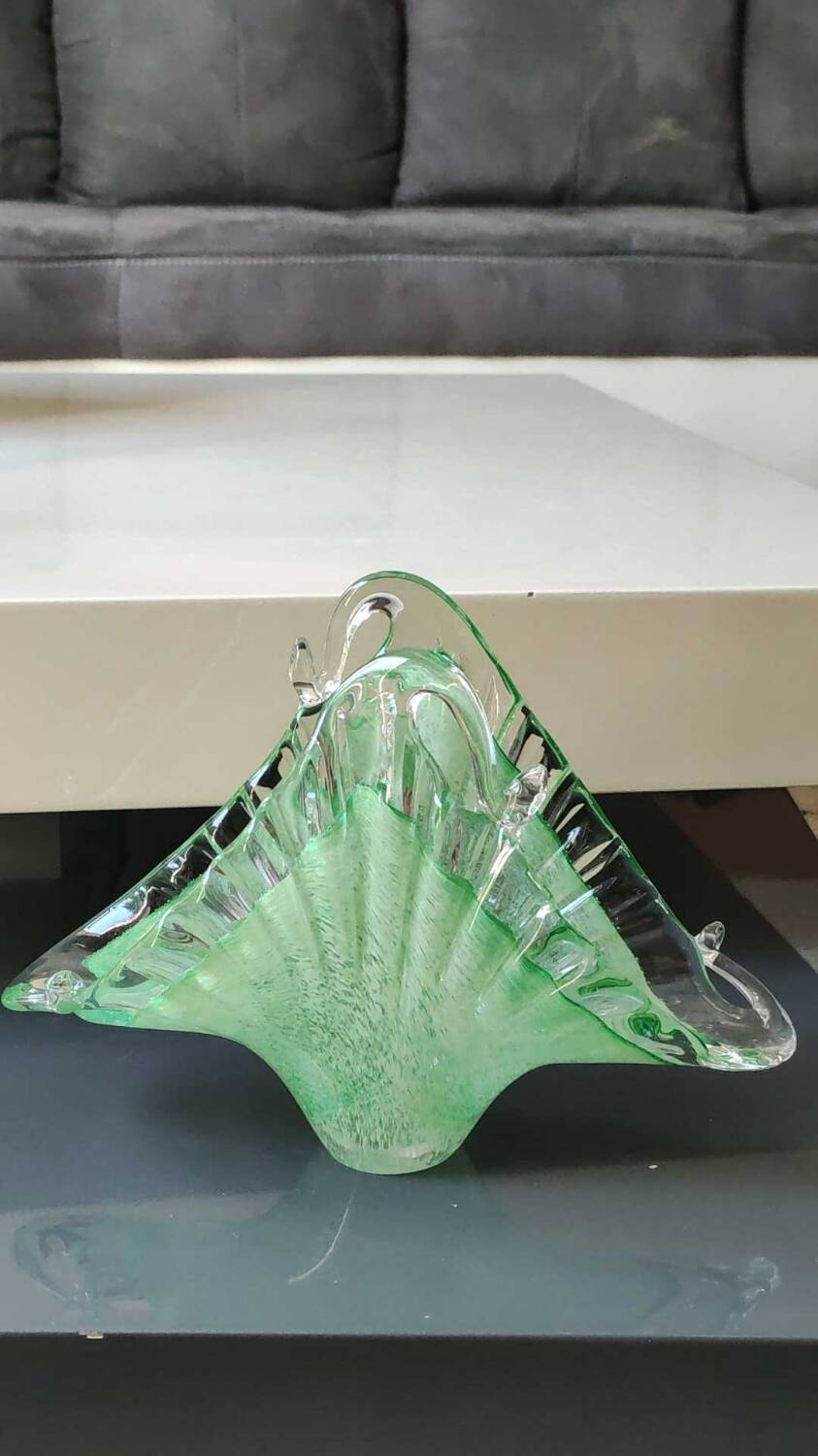 Pocket tray/Mail holder/Letter holder. Organic aquatic form. Blown Art Glass Murano Italy