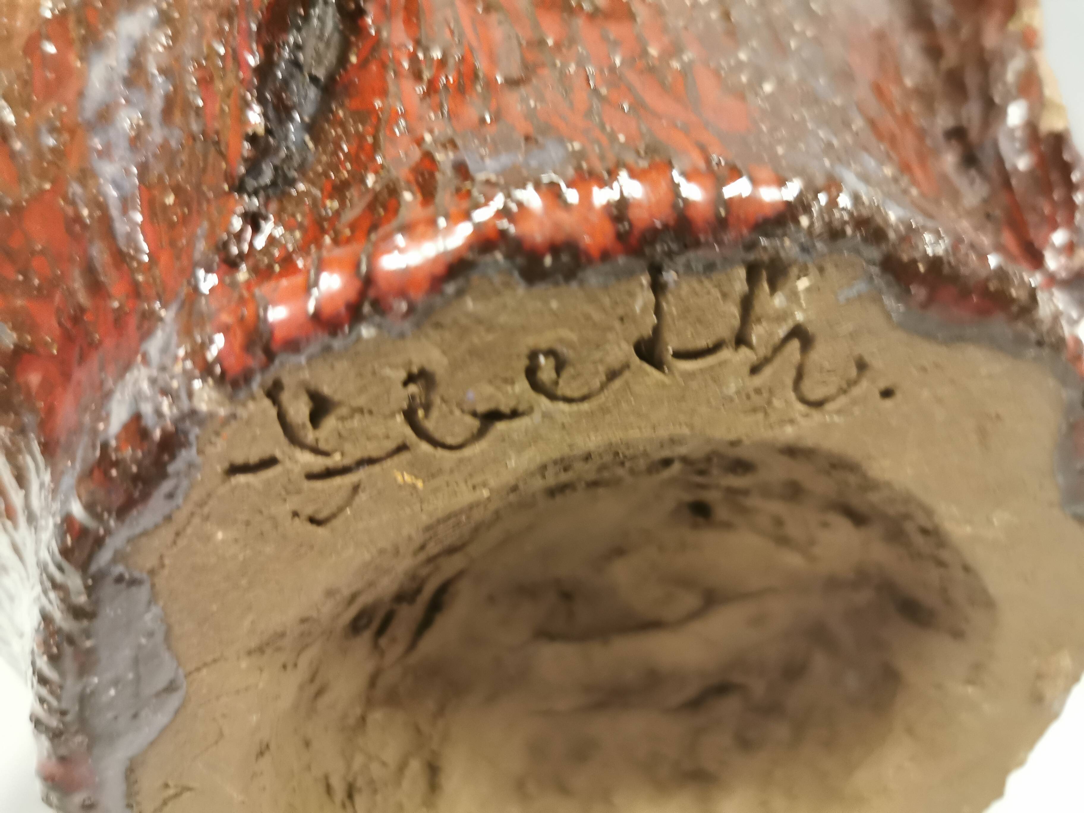 Bowl in ceramic, in beautiful colours, Danish and from Sloth art pottery 1978 (signed)