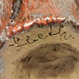 Bowl in ceramic, in beautiful colours, Danish and from Sloth art pottery 1978 (signed)